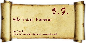Várdai Ferenc névjegykártya